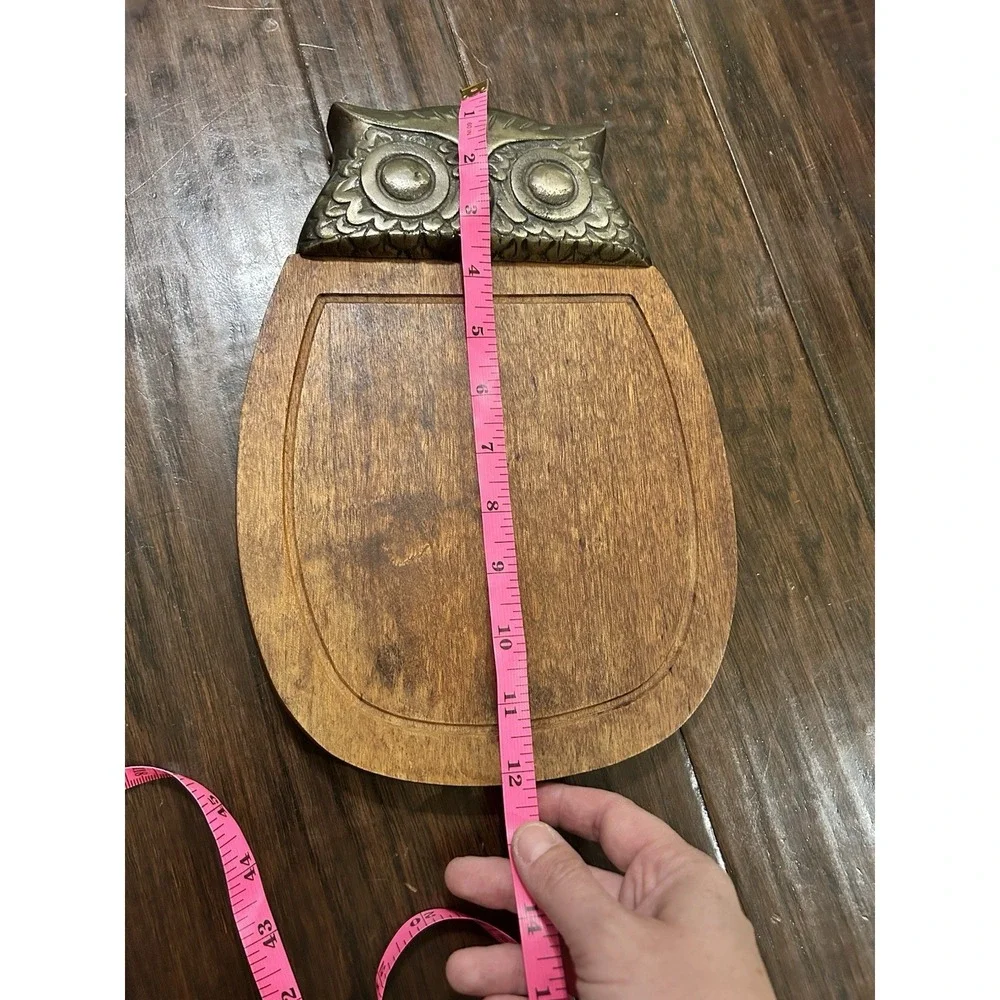 Wood and Metal Owl Carved Serving Tray, Charcuterie Platter, Wall Hanging